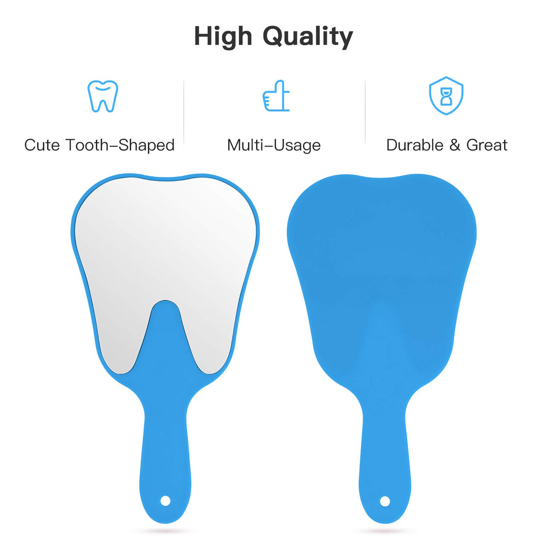 Annhua Handheld Mirror Small with Handle Blue, Hand Mirror Tooth-Shaped Kids Makeup Mirror Cute for Salon|Barber|Hairdressing - Easy to use & Lightweight