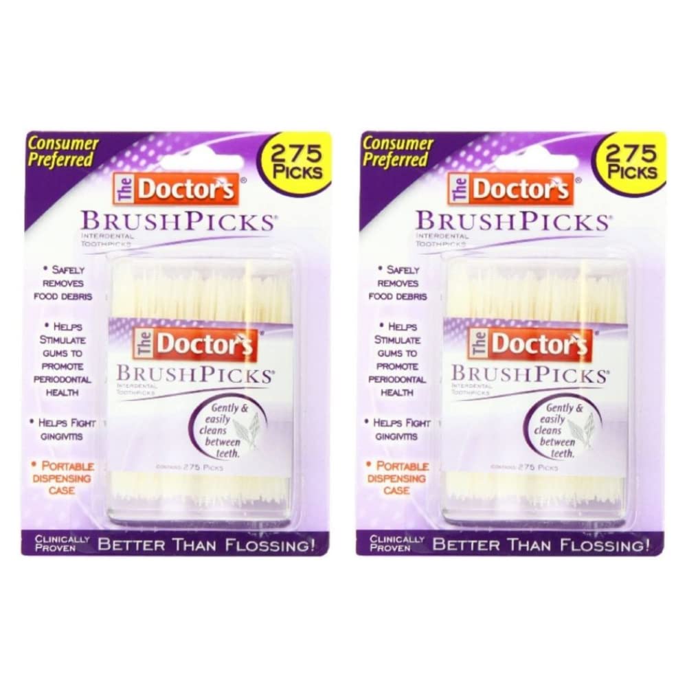 The Doctor&#39;s BrushPicks | Interdental Toothpicks | 275 Count | Pack of 2 | Safely Removes Food Debris