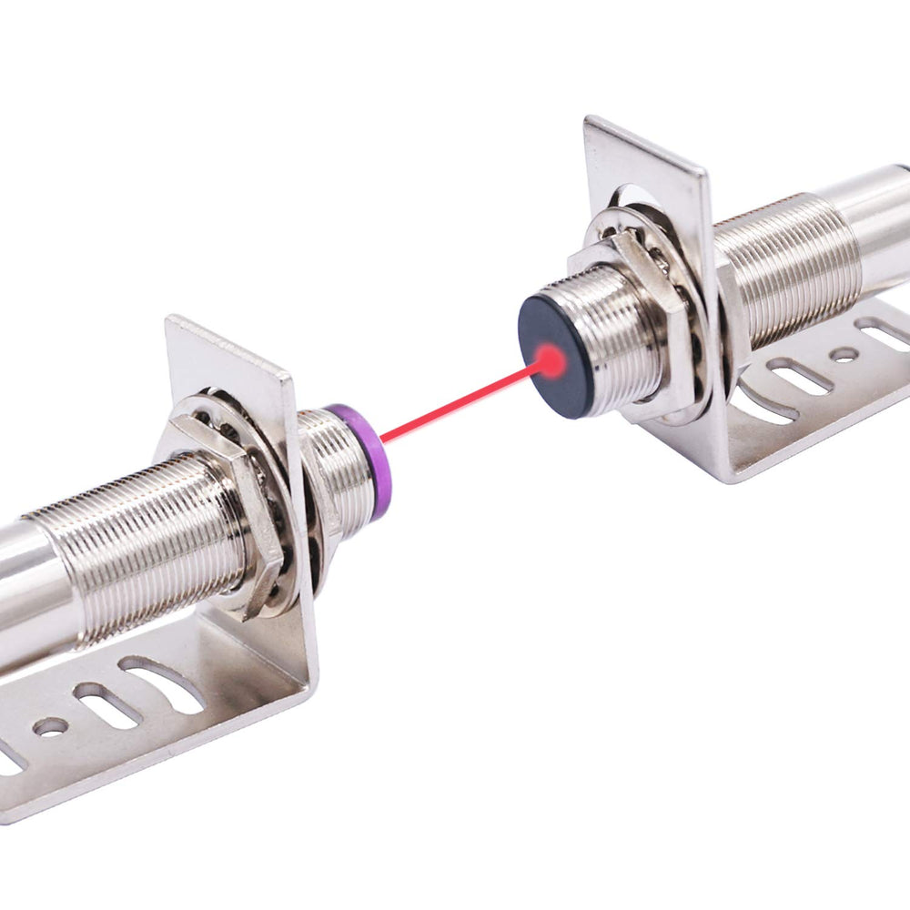 /1 Pair 0-20M Indoor Wall Mounted Photoelectric Beam Sensor NPN NO 18mm Photoelectric Sensor Switch Proximity Switch 2m line Length with Infrared Ray Beam E3F-20DNL-18