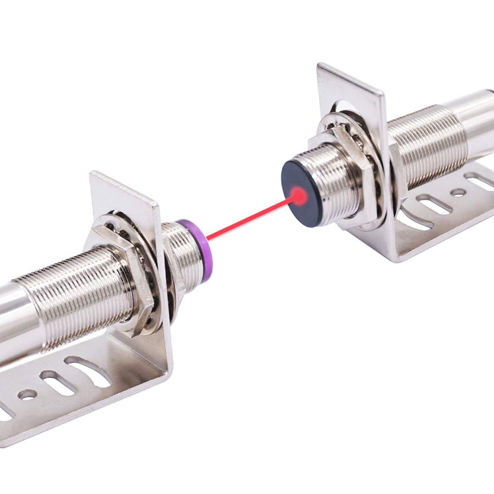 /1 Pair 0-20M Indoor Wall Mounted Photoelectric Beam Sensor NPN NO 18mm Photoelectric Sensor Switch Proximity Switch 2m line Length with Infrared Ray Beam E3F-20DNL-18