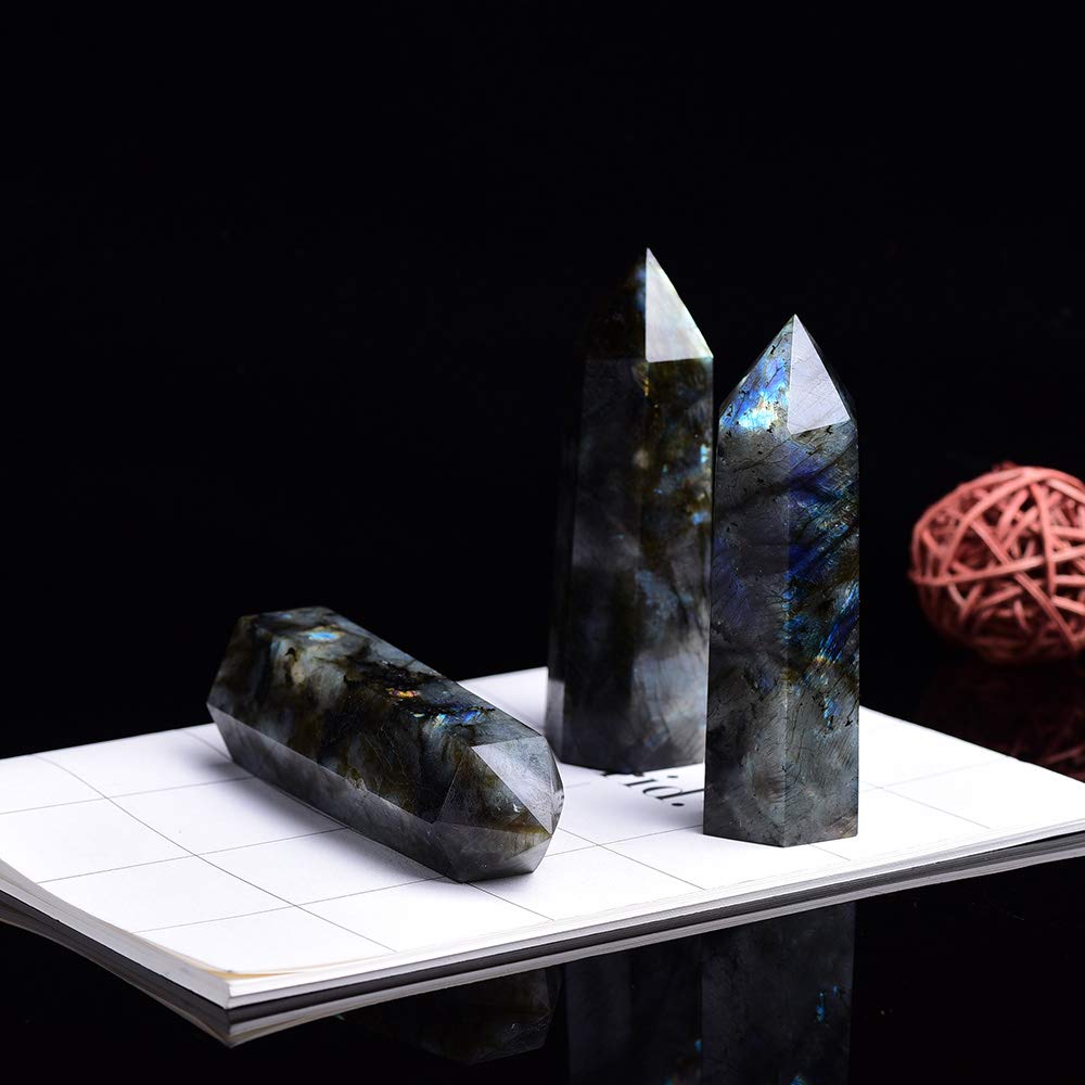 Runyangshi Natural Healing Crystal Wands, 6 Faceted Rei