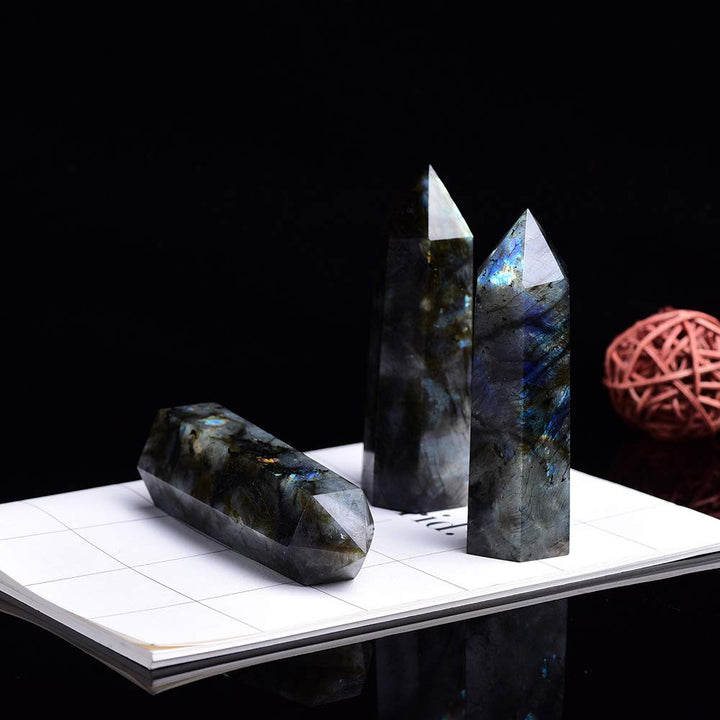 Runyangshi Natural Healing Crystal Wands, 6 Faceted Rei