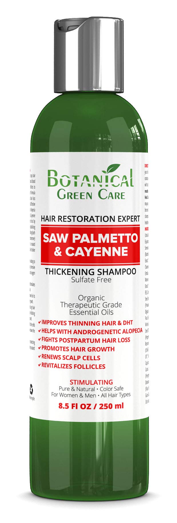 Saw Palmetto & Cayenne Shampoo, Thickening shampoo for thinning hair, Hair loss shampoo, sulfate free