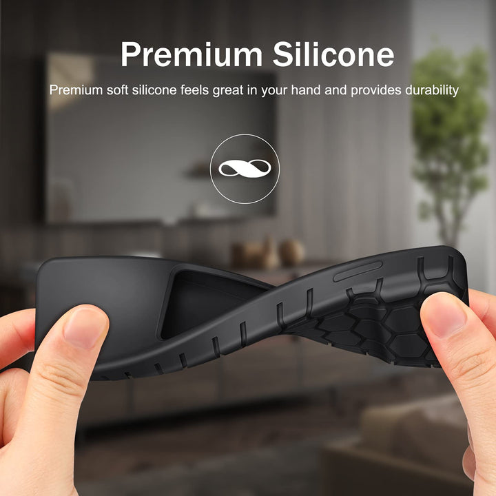 Protective Case for Apple TV Siri Remote 2021 2022 - Honey Comb Lightweight Anti Slip Shockproof Silicone Cover for Apple TV 4K / HD Siri Remote Controller (2nd Gen / 3rd Gen), Black