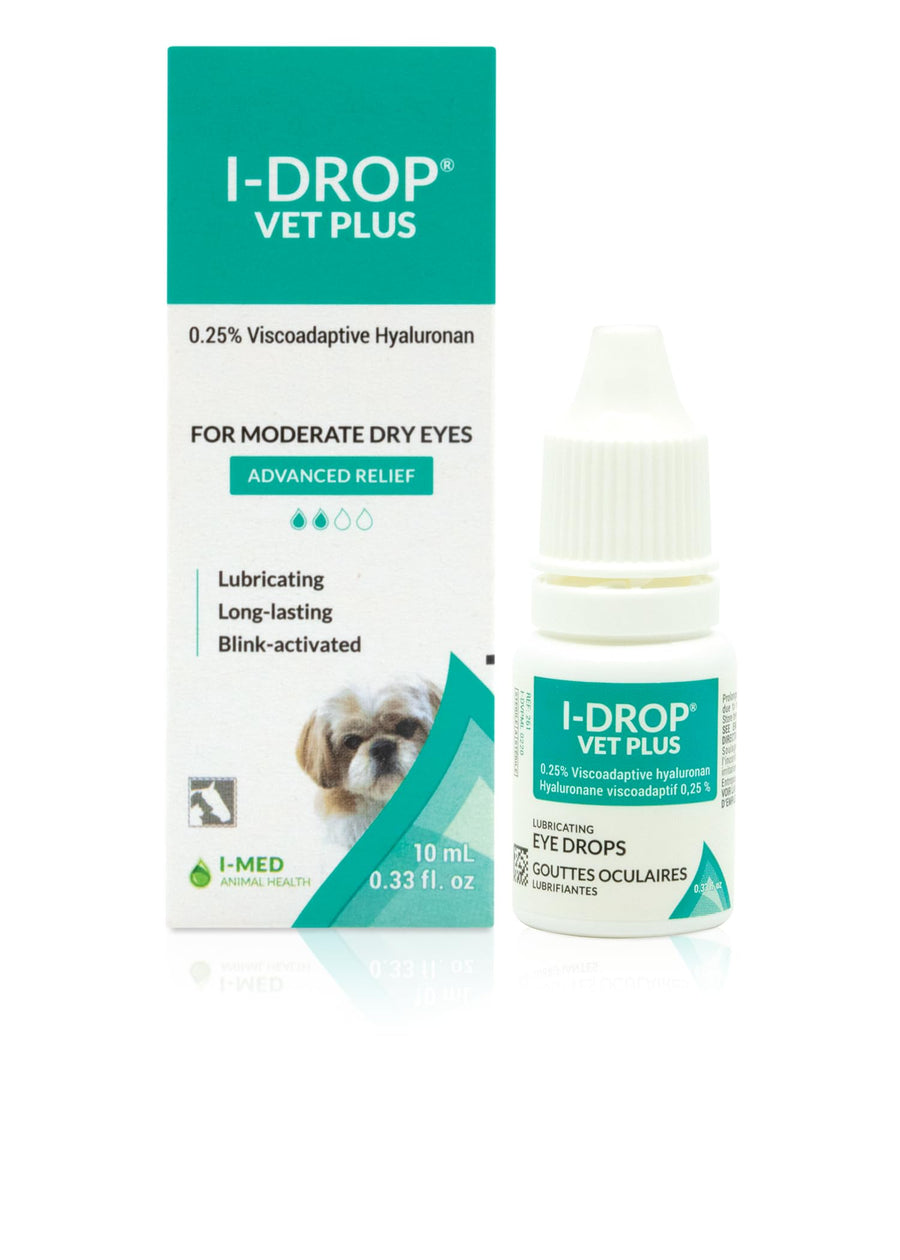 VET PLUS: Pet Eye Drops for Dogs | Lubricate Acute/Seasonal Dry Eyes | Superior Comfort | Long-lasting Relief | Fewer Application Needed, 0.25% Hyaluronan | Multi dose Bottle | One Bottle 10 ml