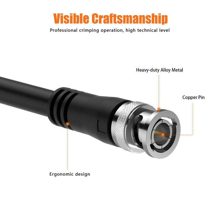 3G SDI Cable 10ft, BNC Cable Support HD-SDI 75 Ohm 1080P SDI Video Cable for Video Security Camera and More