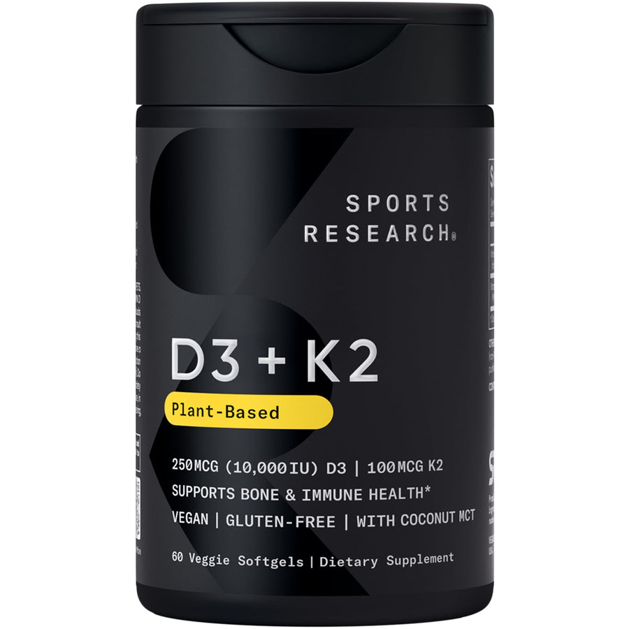 ® Vegan D3 10,000iu with Vitamin K2 100mg - Formulated with Coconut MCT Oil - Vegan Certified, Soy & Gluten Free - 60 Softgels
