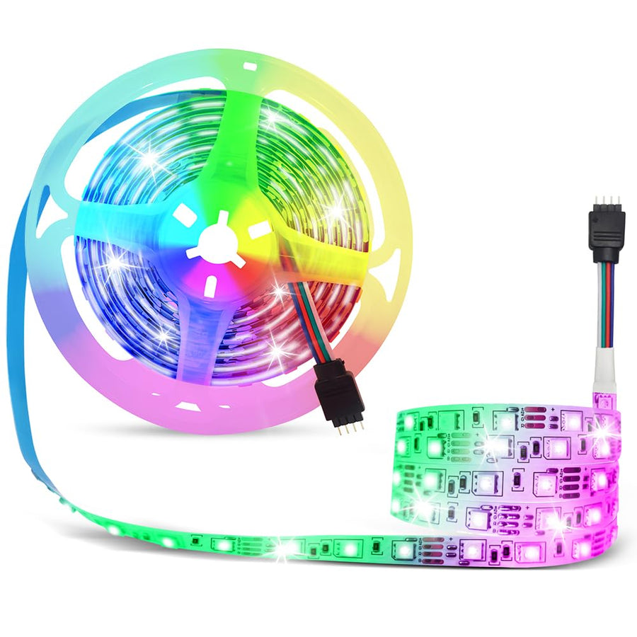 12V Flexible SMD 5050 RGB LED Strip Lights, LED Tape, Multi-Colors, 300 LEDs, Non-Waterproof, Light Strips, Color Changing, Pack of 16.4ft/5m Strips