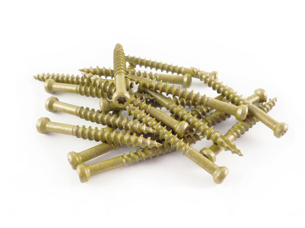 TH7X2-1 Number-7 by 2-Inch Trim Head Wood Construction Screws, T10, 1-Pound Net Weight, 174-Piece , Gold