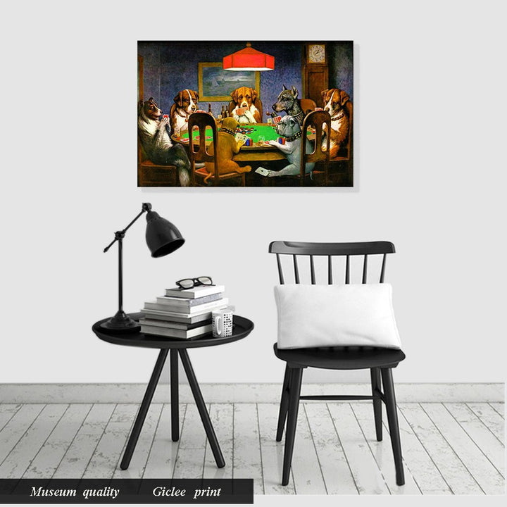 -Dogs Playing Poker by Cassius Marcellus Coolidge Oil Painting Reproduction Giclee Wall Art Canvas Prints Size:20“x16