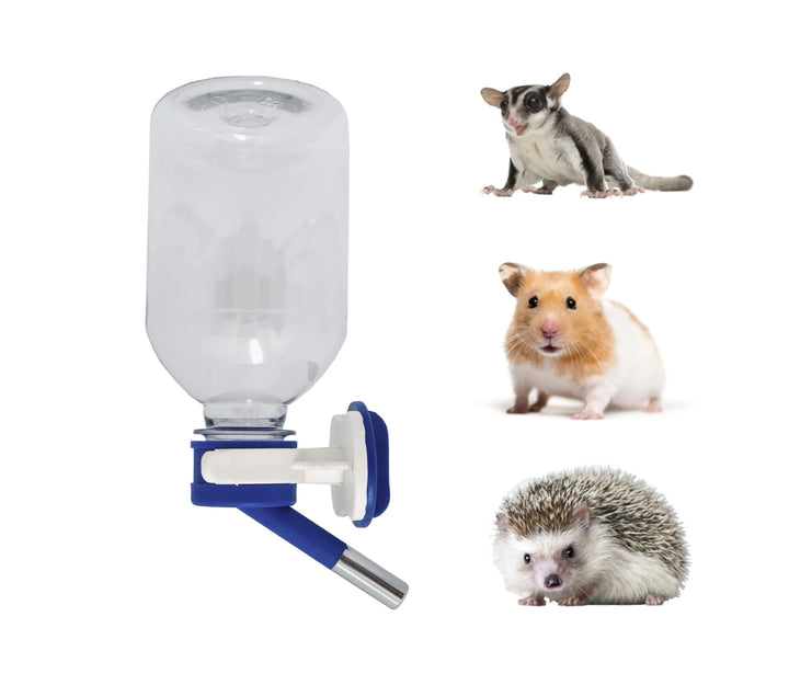 Choco Nose Patented Mini No-Drip Water Bottle/Feeder for Hamsters/Hedgehogs/Gliders/Rats/Mice/Other Small Pets and Animals - for Cages, Crates or Wall Mount. 10.2oz. Nozzle 10mm, Blue (C125)