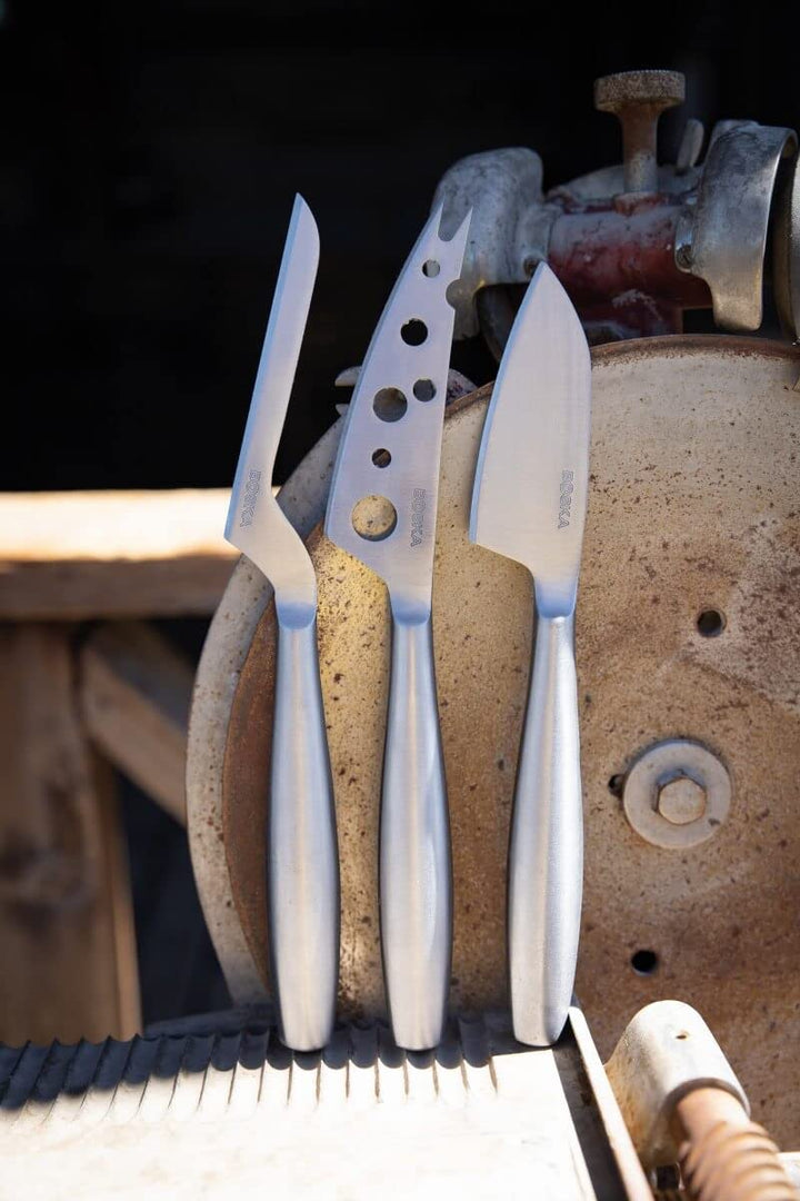 Boska Stainless Steel Cheese 3 Knife Set - Copenhagen For All Types of Cheese - Multi-Functional Cheese Slicer - Handheld Slicer - Silver Non-Stick - Dishwasher Safe - For Kitchen Cooking