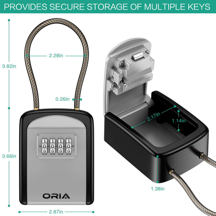 Upgraded Key Lock Box, Safe Lock Box for Keys with Removable Shackle, 4-Digit Combination Lock Box Waterproof, 5 Key Capacity Security Key Storage for Home, Warehouse, Indoor &amp; Outdoor