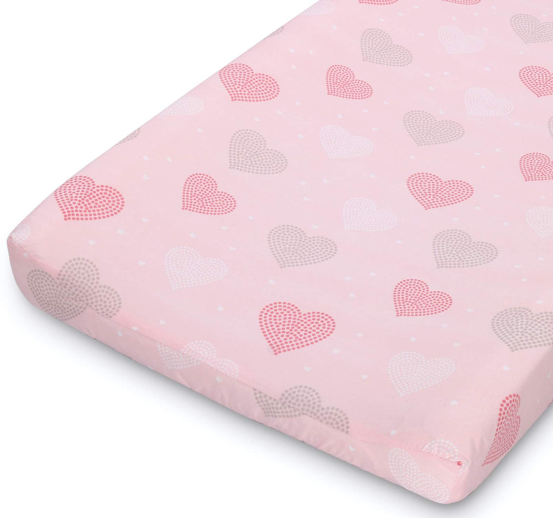 Changing Pad Covers for Baby Girls | 2 Pack Set | Pink Elephant &amp; Hearts