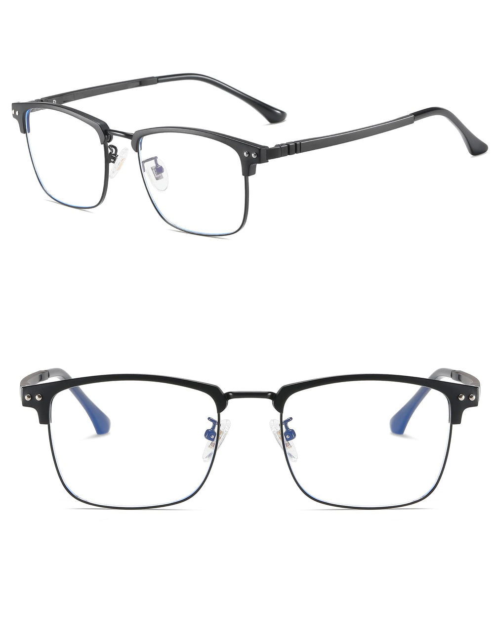 GUZTAG Blue Light Blocking Glasses - Square Computer Glasses Women/Men Eyeglasses Frame,Anti Eyestrain Computer Game Glasses (silver)