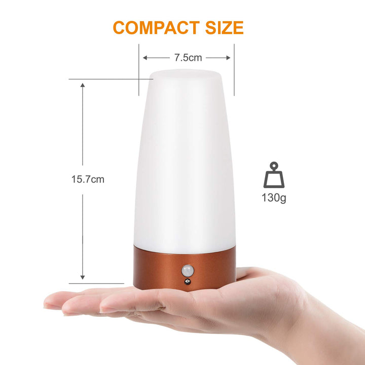 Portable PIR Motion Sensor Retro LED Night Light, Wireless Battery Operated Moving Table Lamp for Kids Room, Nursery, Child House, Living, Bedroom, Hallway, Stair, Kitchen (Golden Round)
