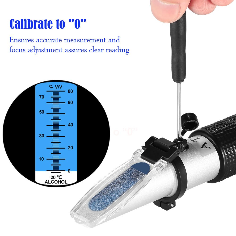 Handheld Alcohol Refractometer, 0~80% Alcohol Content Measurement Tool Tester for Spirits Distilled Ethanol with Water Like Whiskey, Brandy;Used in Scientific Research, Alcohol Purchase