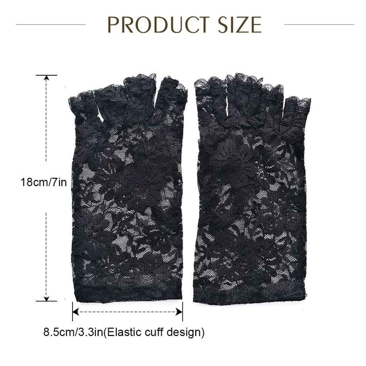 Yikisdy Wedding Lace Gloves Black Glove Short Fingerles