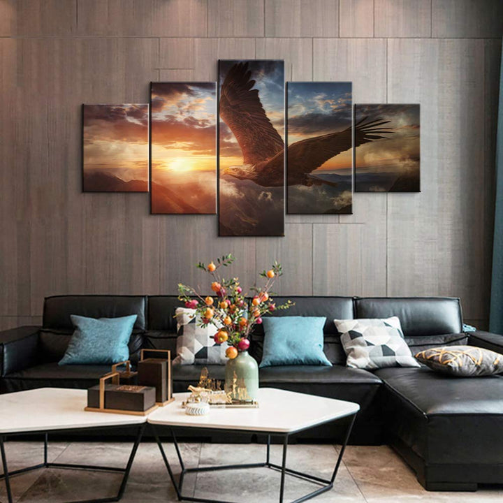 5 Piece Animal Wall Art Animal Posters Animal Print Eagles Decor Eagles Poster Eagles Wall Decor Animal Canvas Wall Art Animal Art Animal Canvas Eagle Wall Art for Living Room Decor (60&#39;&#39;W x 32&#39;&#39;H)