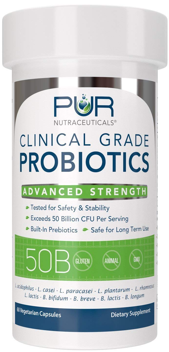 Clinical Grade Probiotics * 50 Billion CFUs/Serving * 10 Strains * Built-in Prebiotic * 60 Daily Capsules - 2 Month Supply * All Natural 100% Made in USA