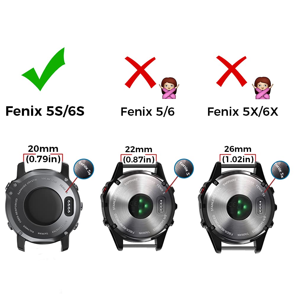 Compatible Fenix 5S Watch Band Fenix 6S Quickfit Soft Silicone Replacement Strap for Fenix 8 43mm/Fenix 5S Plus/Fenix 6S Pro/Fenix 7S/D2 Delta S Smartwatch(Silver Buckle-White)