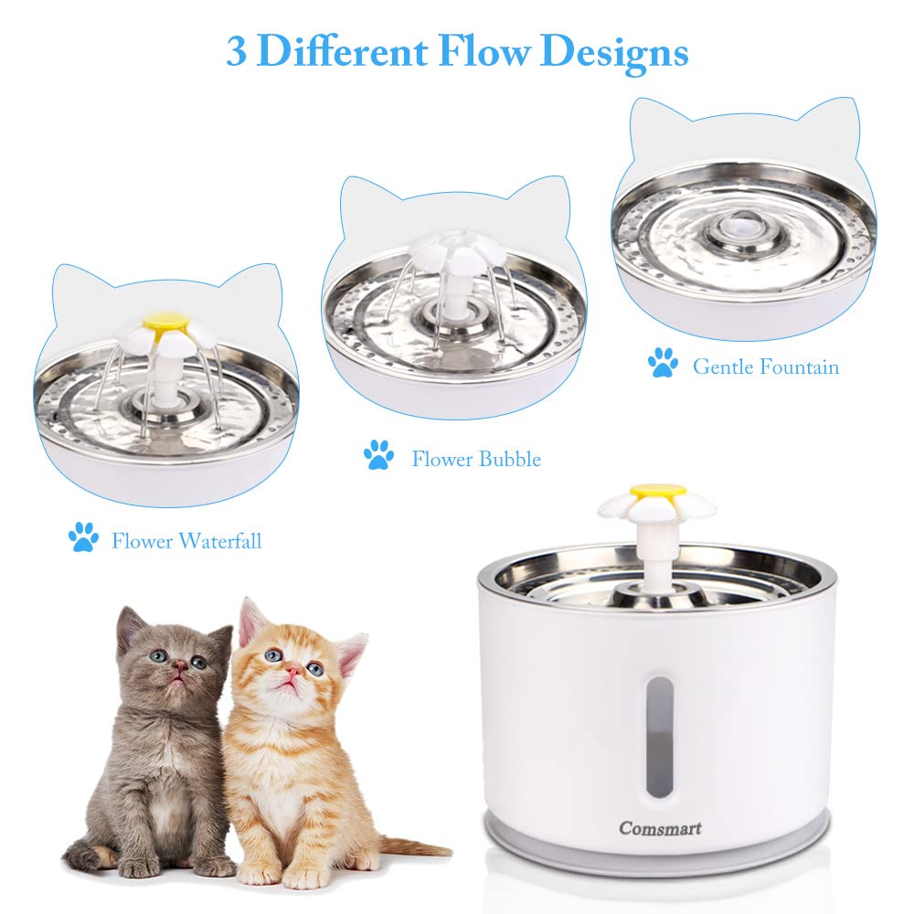 Cat Water Fountain, 81 Ounce/2.4 Liters LED Pet Fountain Stainless Steel Automatic Drinking Water Dispenser for Cats, Dogs, Other Pets