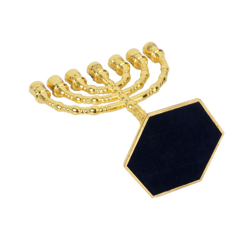 12 Tribes of Israel Menorah, Jerusalem Temple 7 Branch Jewish Candle Holder (8 Inches, Gold)