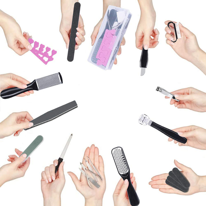 23 in 1 Pedicure Kit, Professional Manicure Foot Scrubber Nail Tools Supplies Set, Foot Exfoliator Scrub Callus Cuticle Dead Skin Remover for Feet, Toe Nail Clippers Foot File Scraper Rasp Care Kits