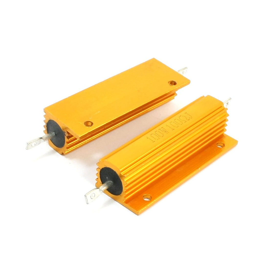 2Pcs Chassis Mounted Aluminum Casing Housed Clad Resistors 100W 100Ohm