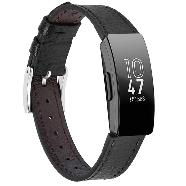 Leather Bands Compatible for Fitbit Inspire 3/ Fitbit Inspire 2/ Inspire/Inspire HR, Classic Wristbands Accessories Strap Replacement Band for Fitbit Inspire 3 Fitness Tracker Women Men- Dark Brown