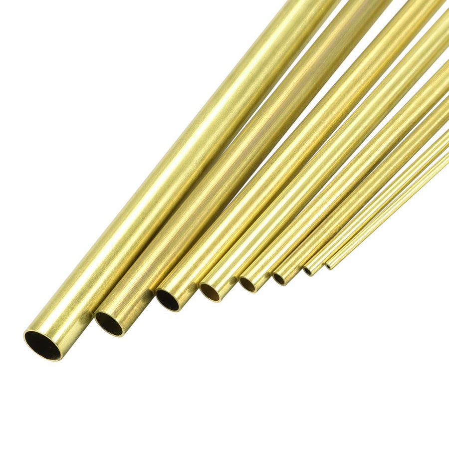 Brass Tube, 2mm 3mm 4mm 5mm 6mm 7mm 8mm 10mm OD x 0.5mm Wall Thickness 300mm Length Seamless Round Pipe Tubing, Pack of 8