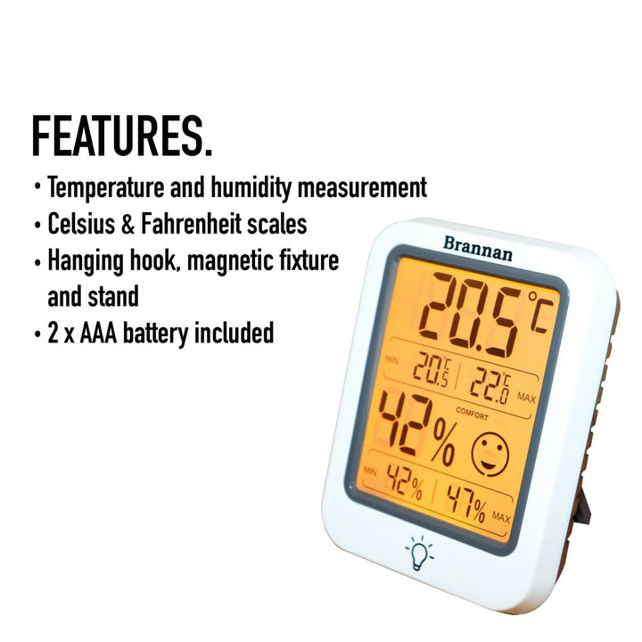 Digital Room Thermometer Indoor Humidity Meter Hygrometer Accurate Room Temperature Thermometer Max Min Recording Backlight LCD Display Monitor Home