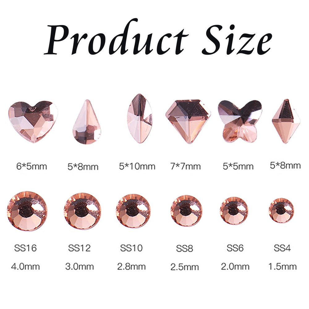 810Pcs Sparkly Champagne Nail Rhinestones 3D Nail Art Diamond for Nails Decoration Muliti Size Crystal Bead Flatback Gem Stones Gold Crystal Rhinestones for Nail Design Charms DIY Crafts