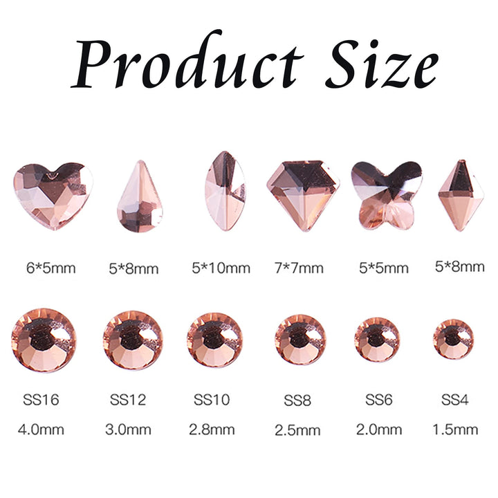 810Pcs Sparkly Champagne Nail Rhinestones 3D Nail Art Diamond for Nails Decoration Muliti Size Crystal Bead Flatback Gem Stones Gold Crystal Rhinestones for Nail Design Charms DIY Crafts