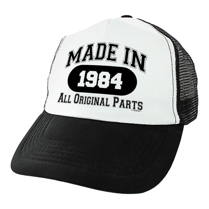 40th Birthday Gifts for All Made In 1984 All Original Parts Turning 40 Birthday Party Trucker Hat Black