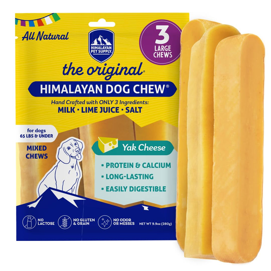 Original Yak Cheese Dog Chew, 3 XL/Large Sticks, 3.3 oz, Gluten Free, Healthy Dog Treats, Grain & Lactose Free 100% Natural, Long Lasting Chews for Dogs Under 65 lbs