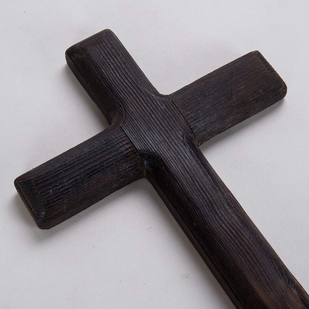 11 Inch Wall Mounted Jesus Cross Rustic Wooden Cross Wall Decor Solid Wood Black Holy Jesus Cross Home Weddings Party Meditation Gift Decoration