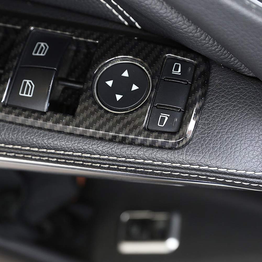 5 Pcs Keenso Carbon Fiber Power Window Buttons, Switch Button Cover Trim Accessories Decoration for A B C E CLA GLA GLK ML GLE Class W204