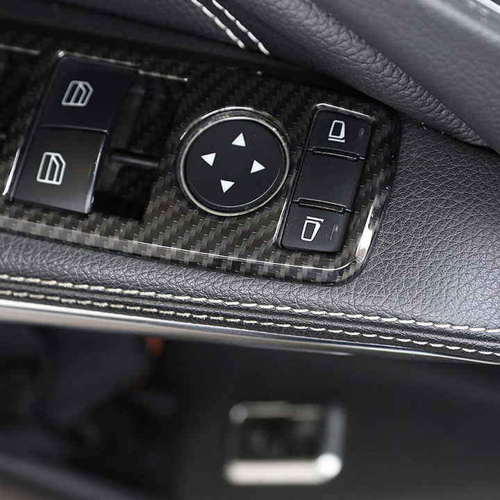 5 Pcs Keenso Carbon Fiber Power Window Buttons, Switch Button Cover Trim Accessories Decoration for A B C E CLA GLA GLK ML GLE Class W204