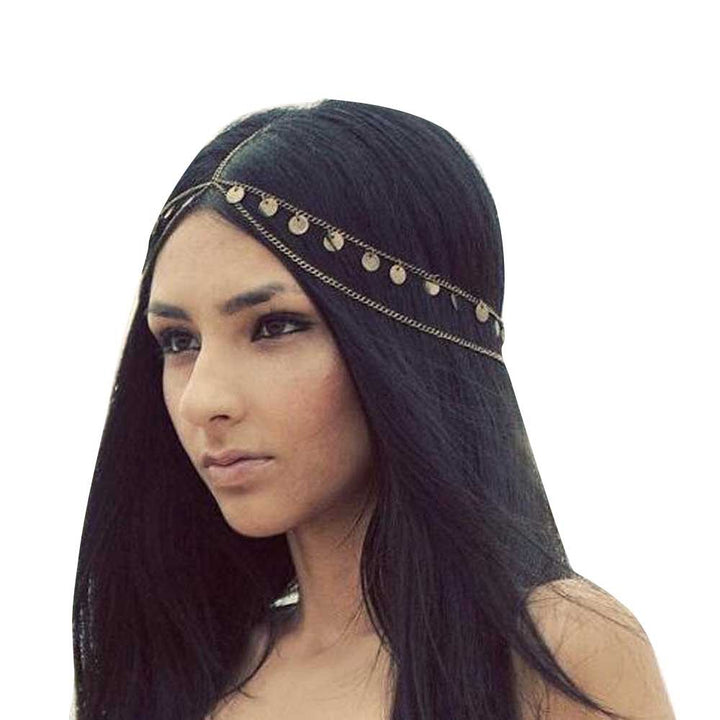 Women Bohemian Gold Head Chain Headband Bridal Head Chain Wedding Headpiece Hair Jewelry Accessories for Bridal Hair Accessories