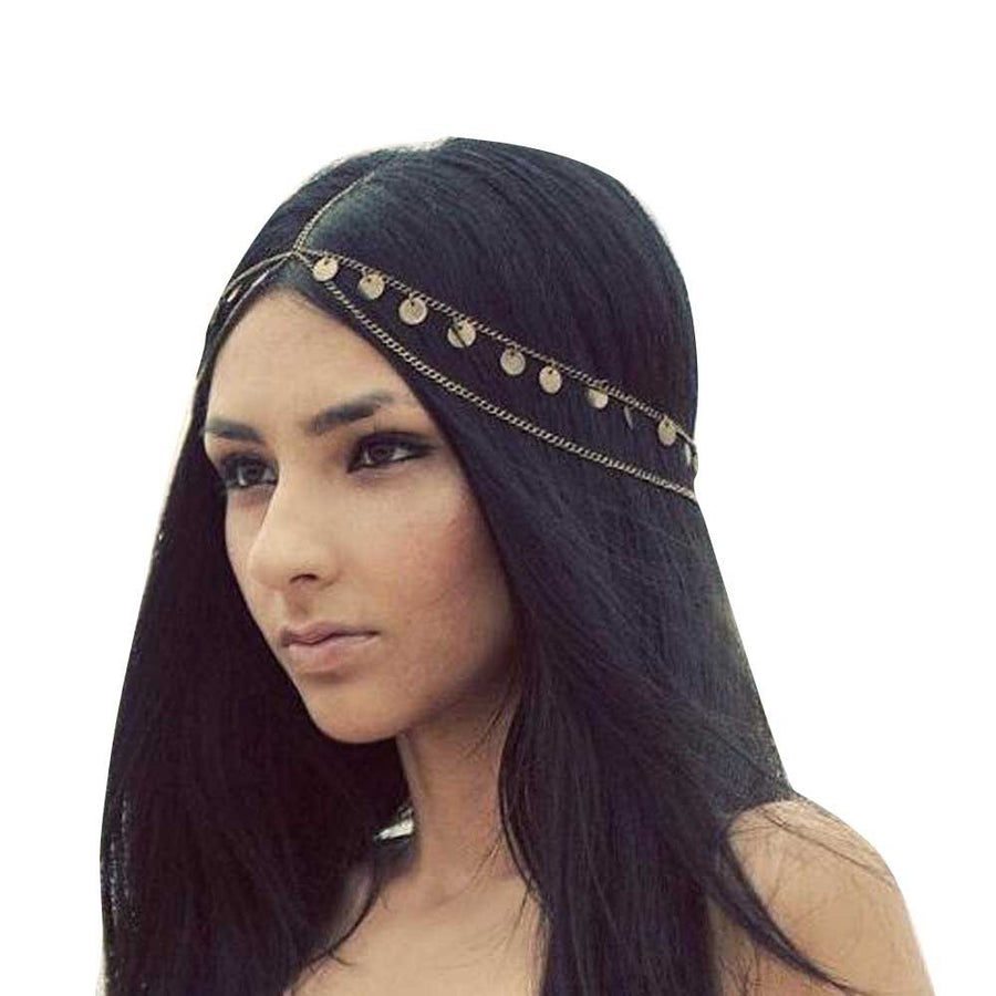 Women Bohemian Gold Head Chain Headband Bridal Head Chain Wedding Headpiece Hair Jewelry Accessories for Bridal Hair Accessories