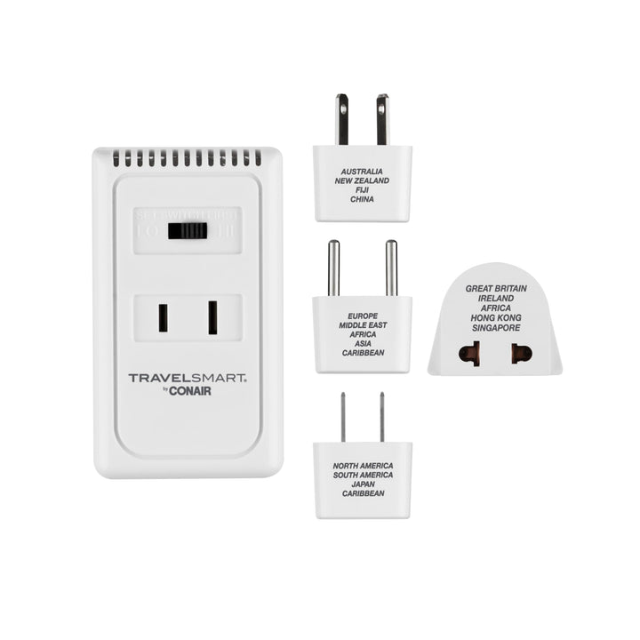 Travel Smart Converter and Worldwide Adapter Set; US Europe UK Italy Spain China