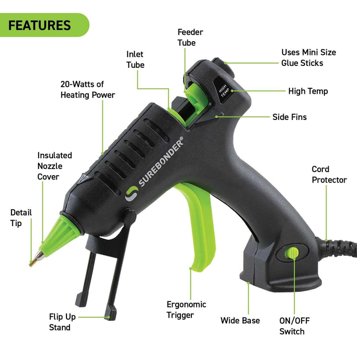 H-195F Specialty Series 20 Watt Mini Size High Temperature Detail Hot Glue Gun