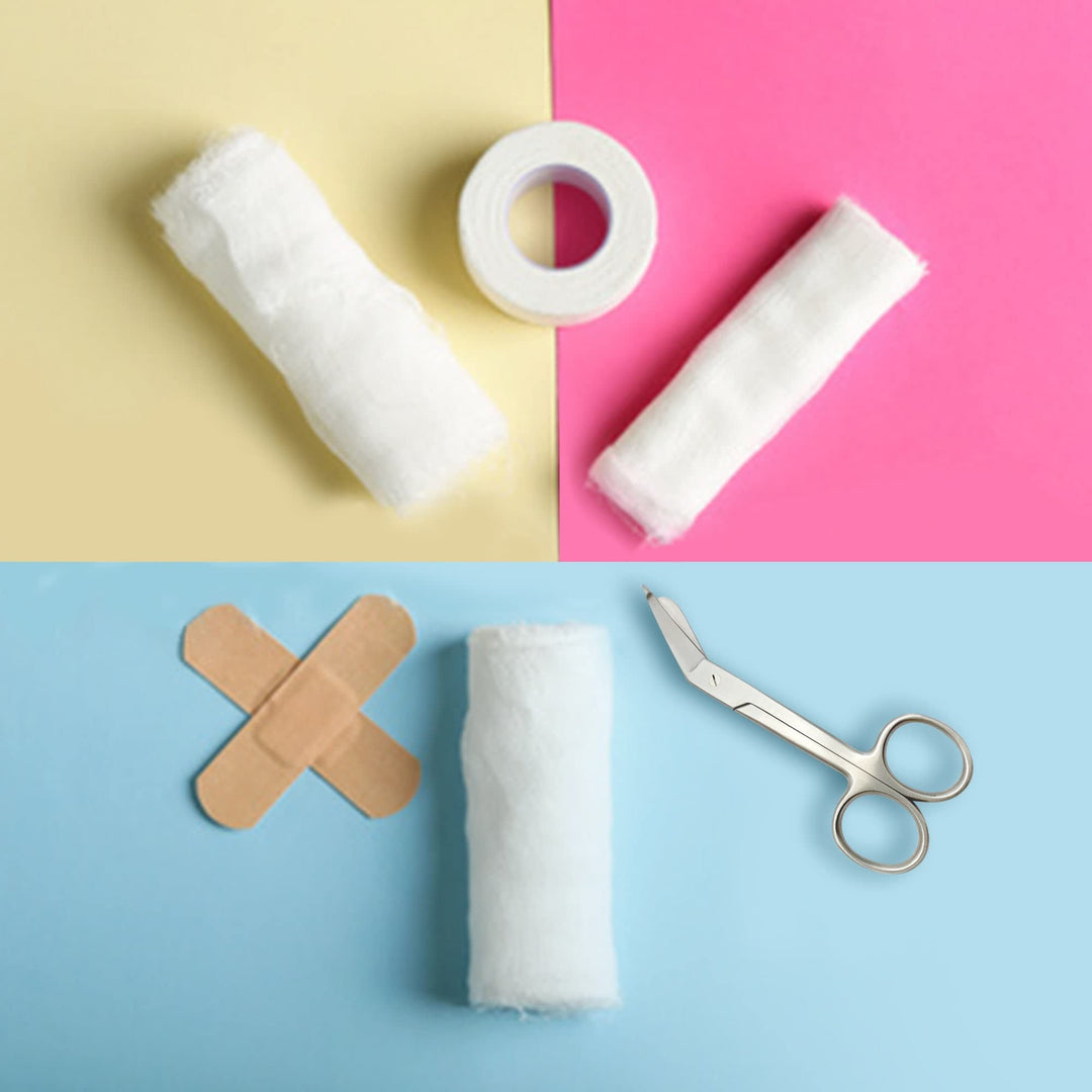 Diagnostics Kit - Percussion Taylor Reflex Hammer + C 128 &amp; C 512 Tuning Forks + Bandage Scissors + Pupil Gauge Pen Light in Carrying Case - 6 Pieces Set - Silver