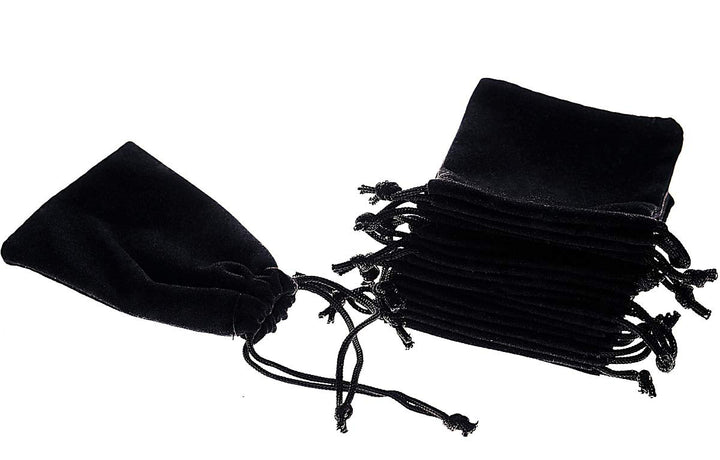 50pcs Jewelry Velvet Cloth Pouch Black Drawstring Small Bags for Dice 2.75&#39;&#39; x 3.5&#39;&#39;