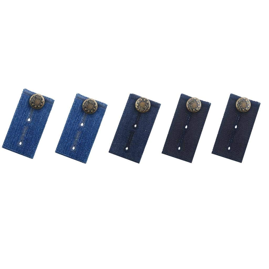 Waistband Extenders by Johnson &amp; Smith | Button Extender for Pants | Denim Material | Pack of 5 Shades | Premium Metal Buttons | 2 Button Holes | Button Extender for Jeans