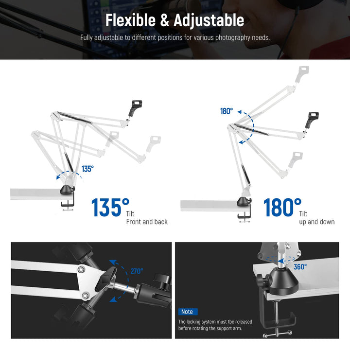NEEWER Microphone Arm Stand, Suspension Boom Scissor Mi