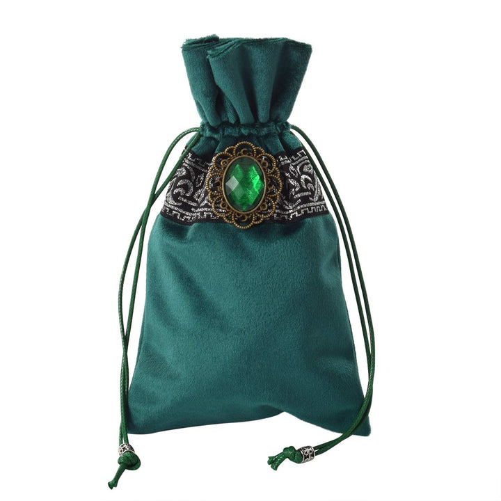 Witch Altar Tarot Table Cloth and Pouch Square Divination Tarot Cloth(Green)