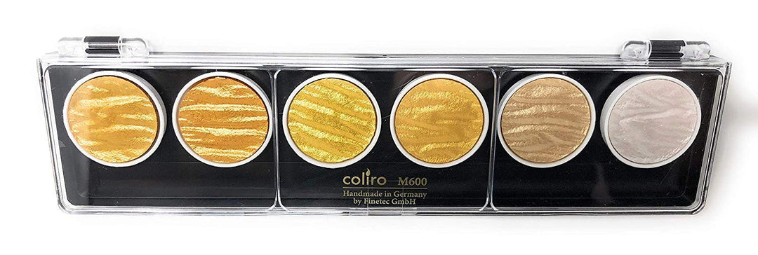 Finetec Coliro C600 Artist Mica Watercolor Pearl and Shimmer-Pearl Paint - Set of 6