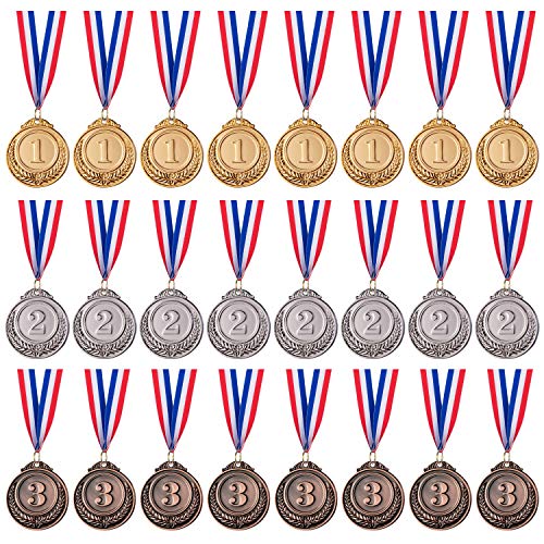 Favide 24 Pieces Gold Silver Bronze Award Medals-Winner Medals Gold Silver Bronze Prizes for Competitions, Party,Olympic Style, 2 Inches